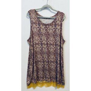 LOGO Layers Lori Goldstein Top Womens 2X Purple Snakeskin Lace Hem Tunic Tank